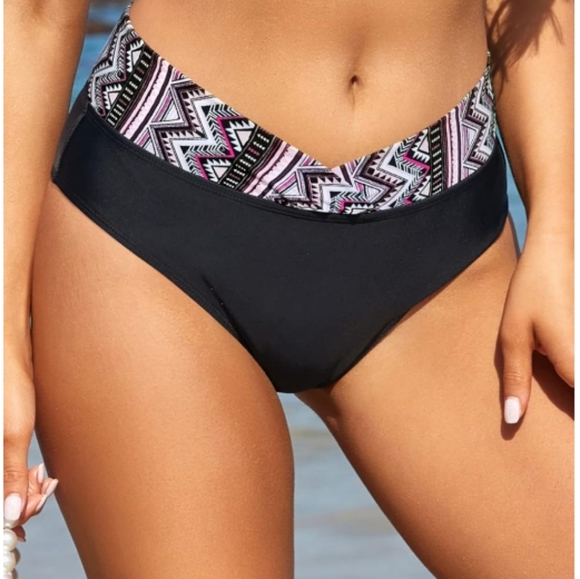 Womens Large • High Waisted • Mid Coverage • Fold Over • Bikini Swim Bottoms - Picture 3 of 4